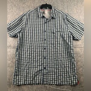 The North Face Men's 2XL Blue Plaid Casual Short Sleeve‎ Button Up Shirt